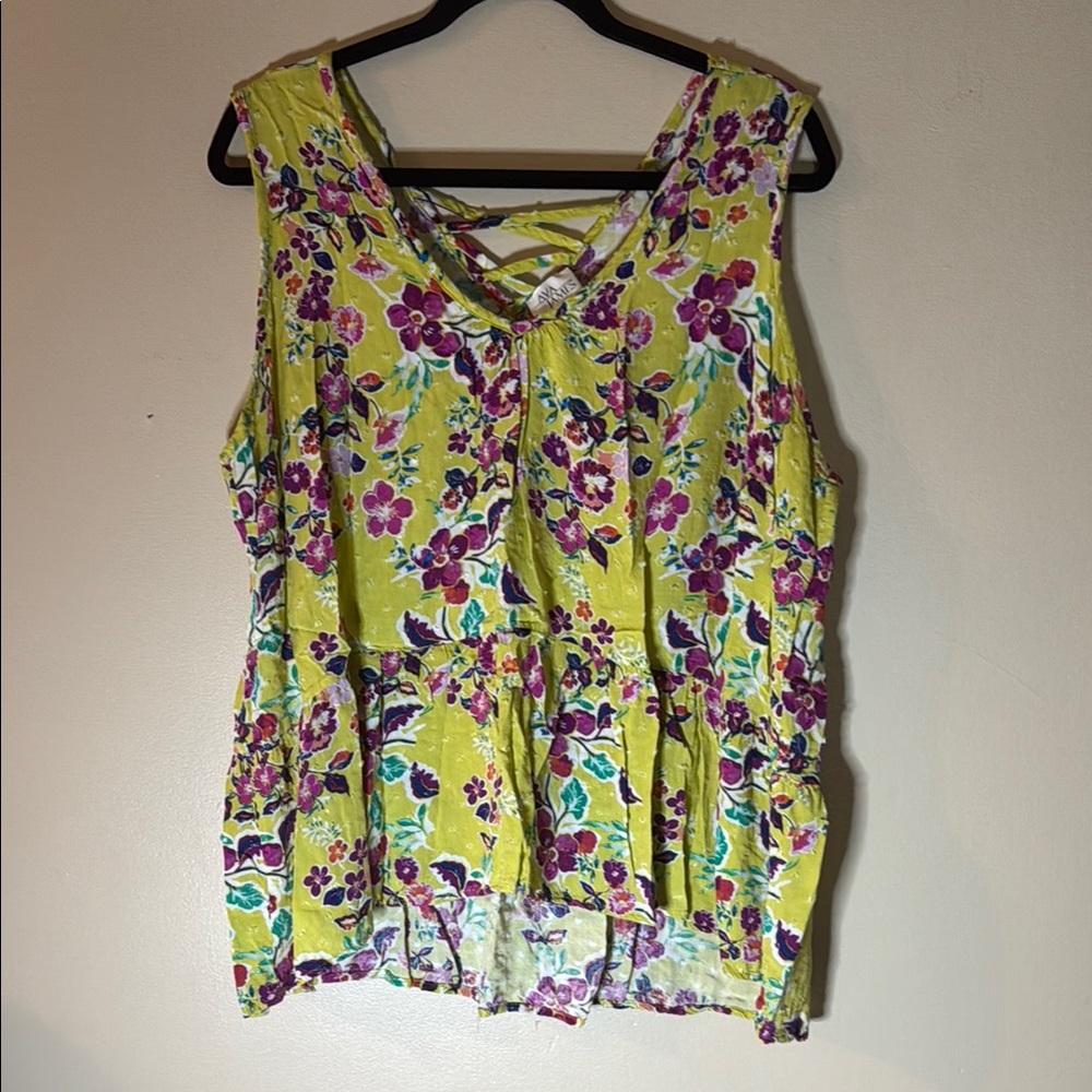 Yellow and Pink floral tank top